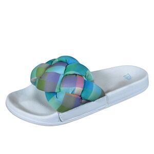Time and Tru‎ Womens Braided Pool Slide Sandals Size 8 Multicolor Beach Comfort